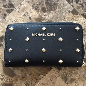 Michael Kors Black Gold Studded Front Wallet